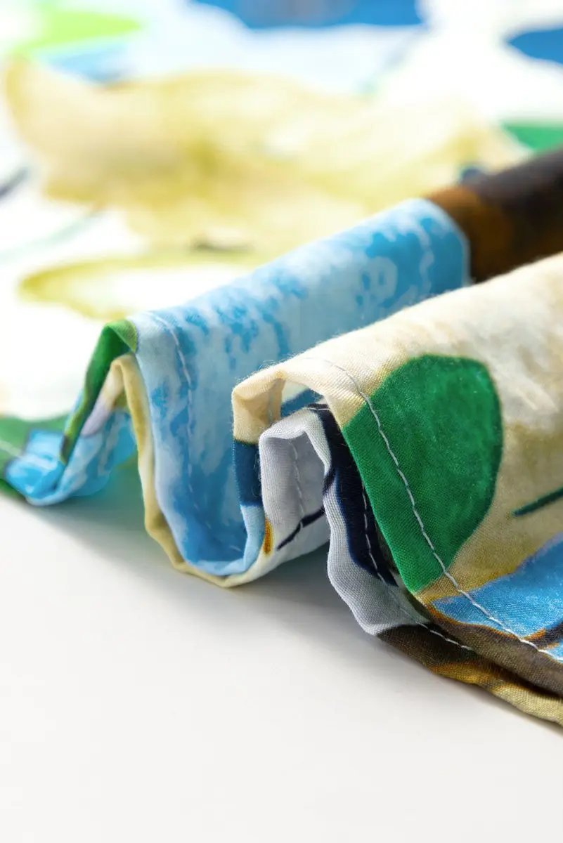 Light Blue Floral Print Slit V Neck Short Sleeve Blouse - Love Salve 