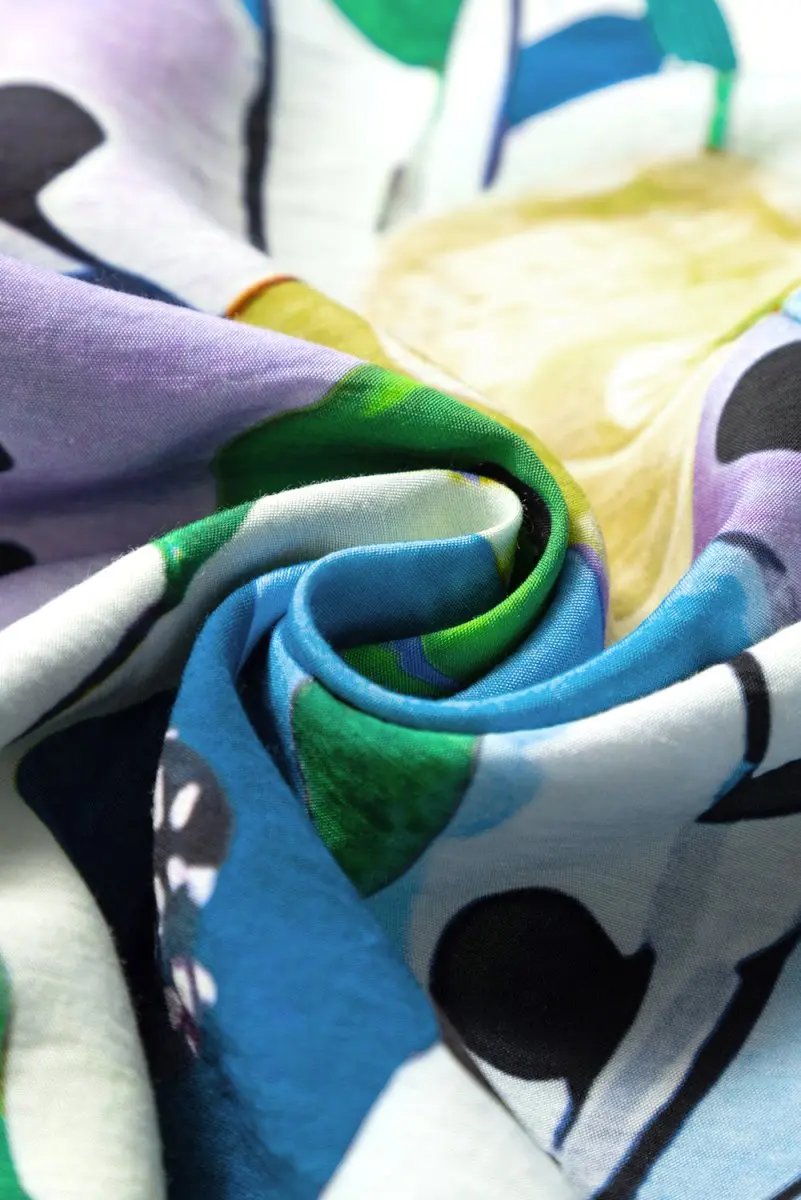 Light Blue Floral Print Slit V Neck Short Sleeve Blouse - Love Salve 