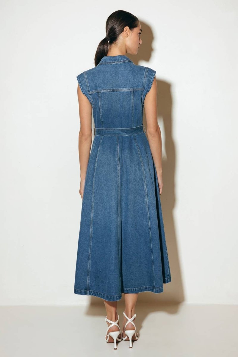 LIGHT CODE MEDIUM DENIM MIDI DRESS - Love Salve