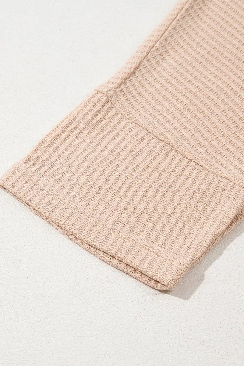 Light French Beige Cactus Forest Waffle Half Sleeve Tee Set - Love Salve 