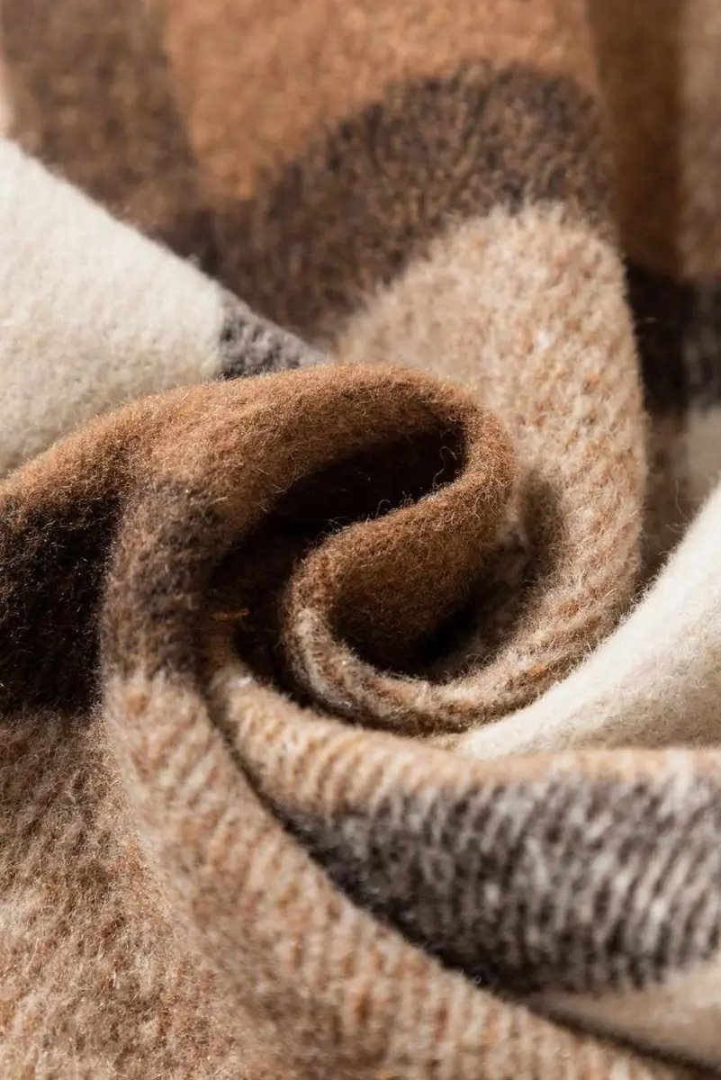 Light French Beige Flannel Plaid Double Flap Pocket Shacket - Love Salve 