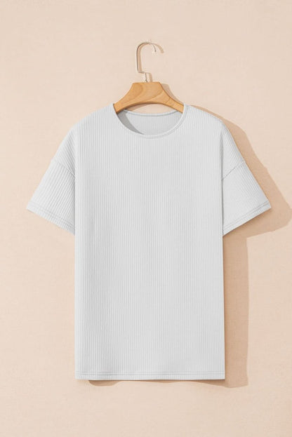 Light Grey Textured Loose Fit T-Shirt - Love Salve 