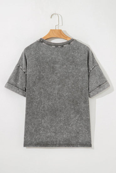 Light Grey Western Steer Head Tie Dye Print Crew Neck T Shirt - Love Salve 