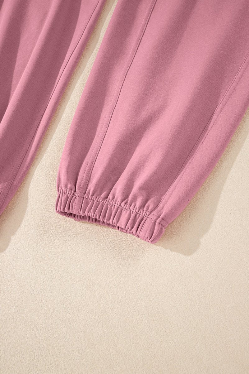 Light Pink Lace-up Elastic Waist Sleeveless Square Neck Jumpsuit - Love Salve 