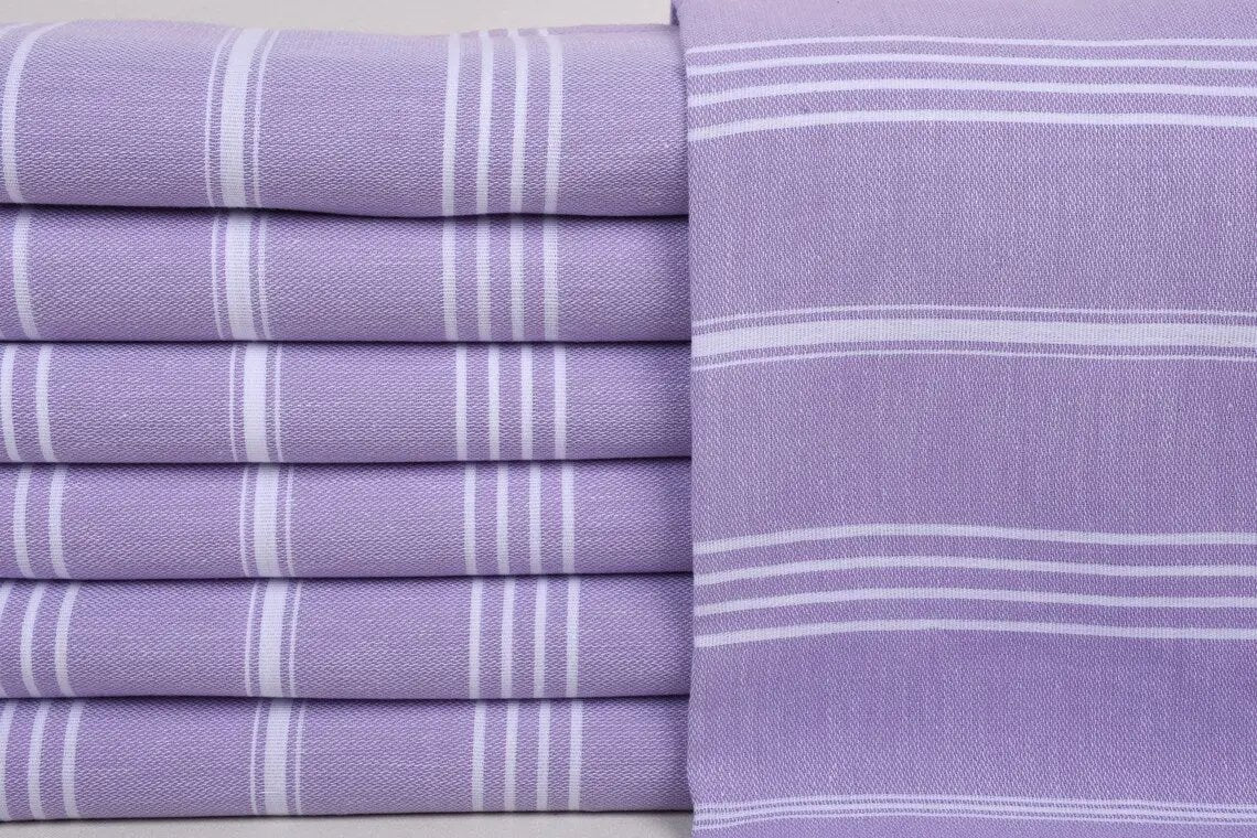 Monaco Lilac Turkish Towel 100 Percent Natural Cotton 40 Inch by 70 Inch Versatile Bath Beach and Picnic Blanket - Love Salve 