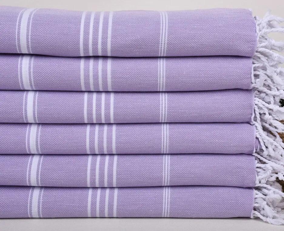Monaco Lilac Turkish Towel 100 Percent Natural Cotton 40 Inch by 70 Inch Versatile Bath Beach and Picnic Blanket - Love Salve 