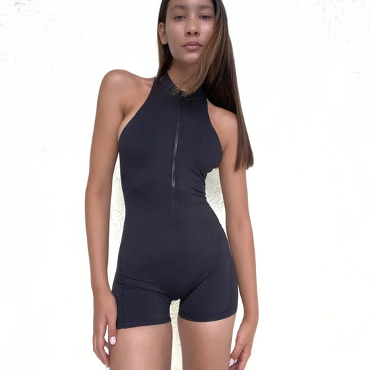 Rockstar Peach Romper - Zip Front - Lola Rockstar Peach - Main Product Image