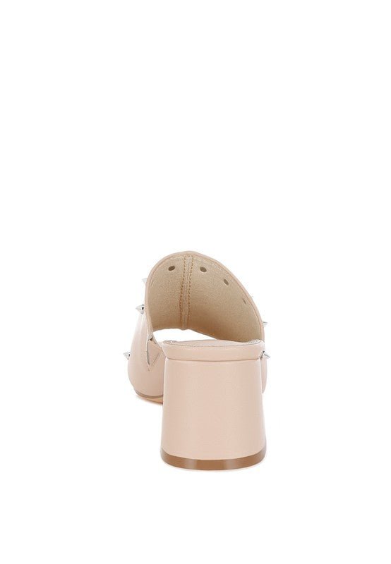 Lomela Stud Embellished Block Heel Mules for Casual Wear - Love Salve 