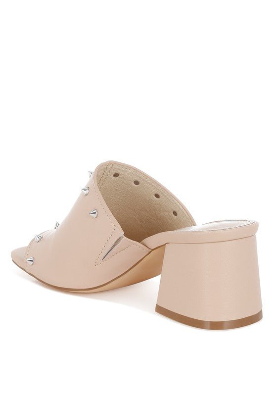 Lomela Stud Embellished Block Heel Mules for Casual Wear - Love Salve 