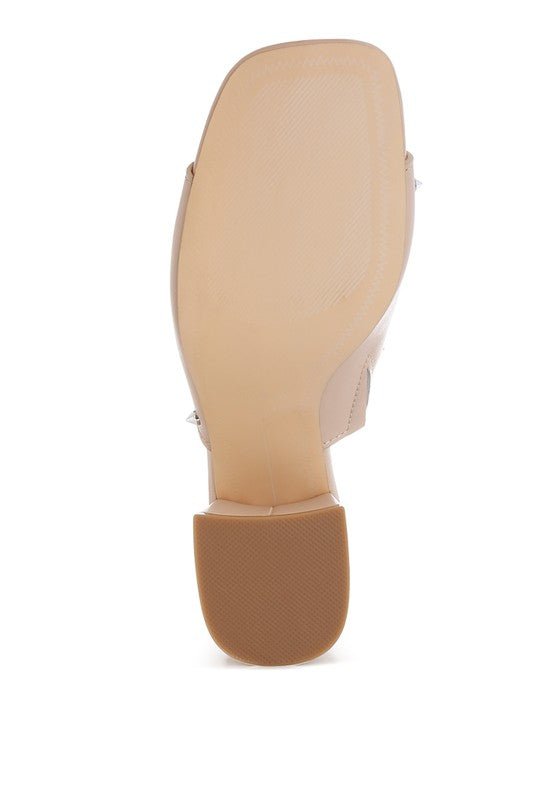 Lomela Stud Embellished Block Heel Mules for Casual Wear - Love Salve 