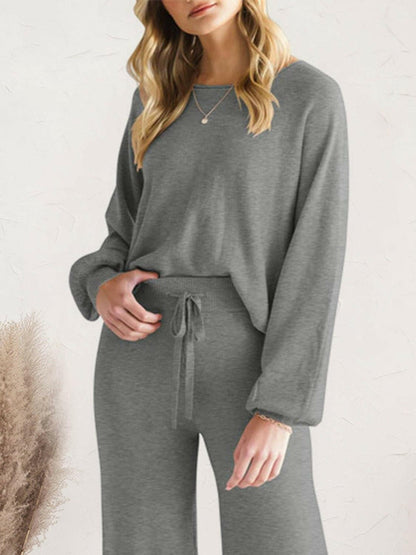 Cozy Knit Lounge Set with Long Sleeve Top and Cinched PantsStay Comfy in Style with Our Cozy Knit Lounge Set
 
 
Ultimate Comfort: Crafted from 100% acrylic, this lounge set guarantees unparalleled comfort for extended wear.Love Salve Cozy Knit Lounge Setlounge