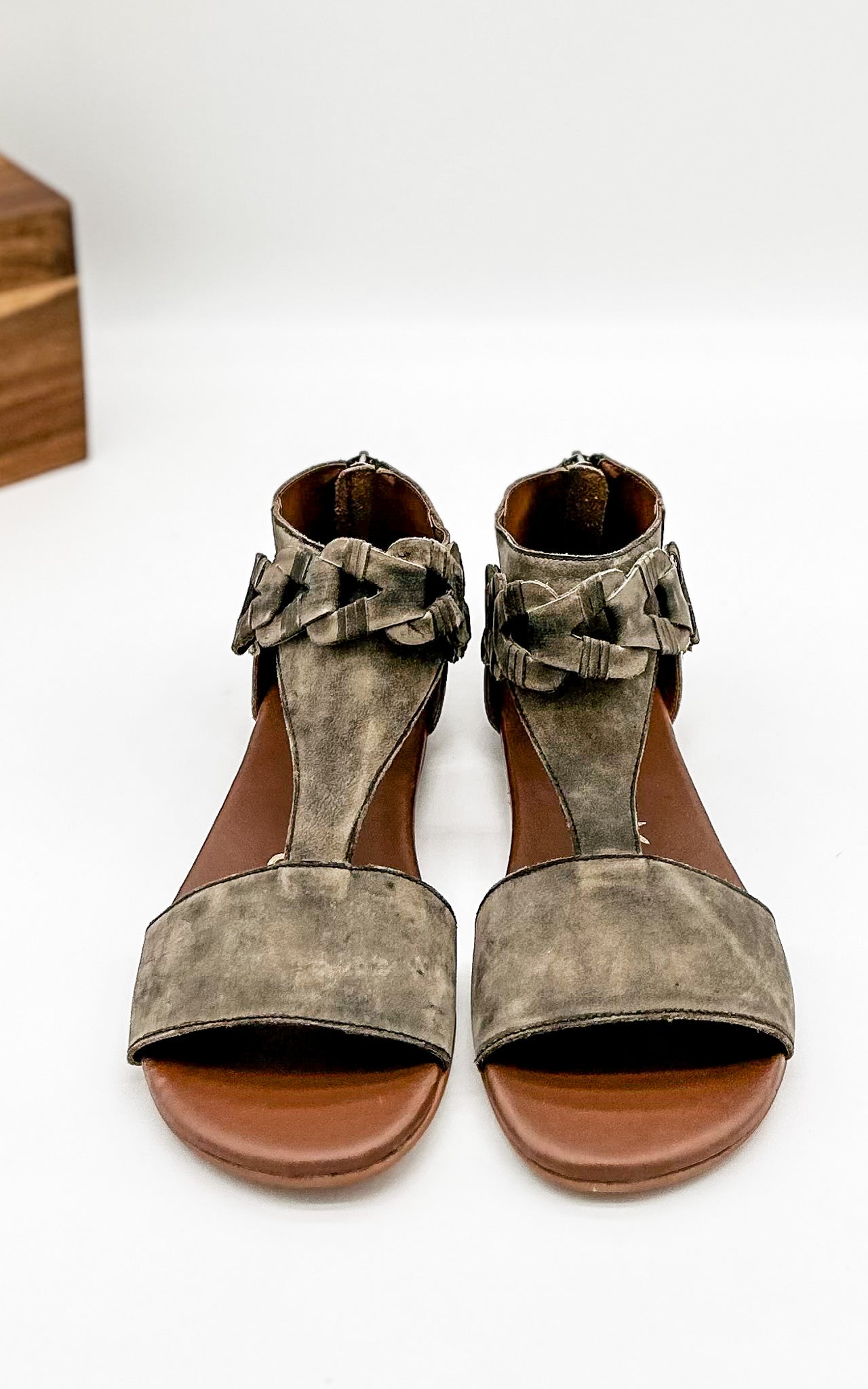 Loop D Loop Black Leather Sandals With Back Zip Open Toe Naughty Monkey