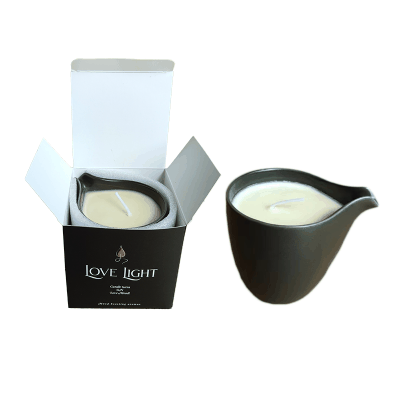 Love Light Soy Wax Massage Oil Candle - Romantic Sensual Aromatherapy Scented with Mood Enhancing Essential Oils - Natural Moisturizing Massaging Lotion Candle Burns Up to 30 Hours - (White) - Love Salve 