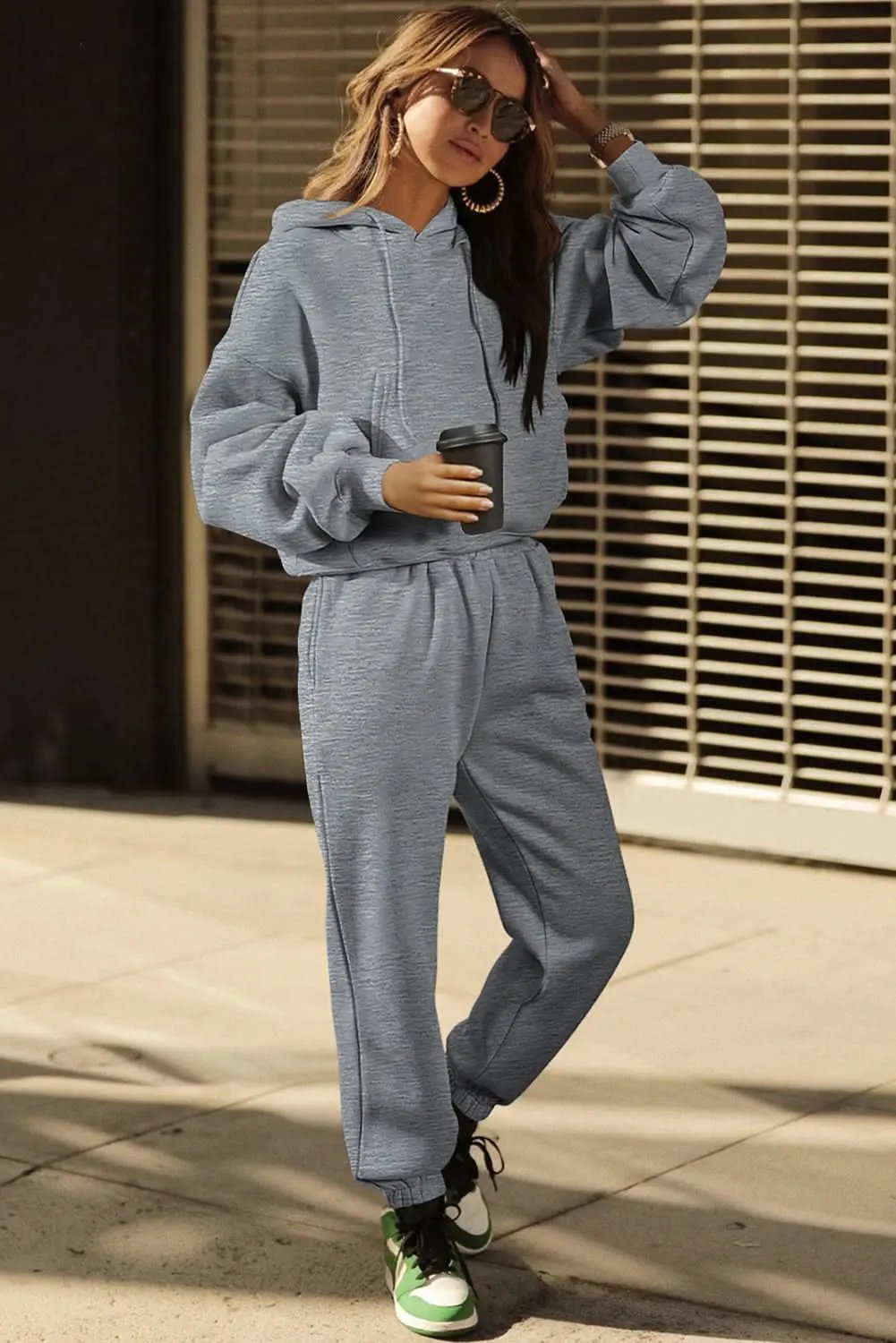 Cozy gray hoodie joggers set - Love Salve 