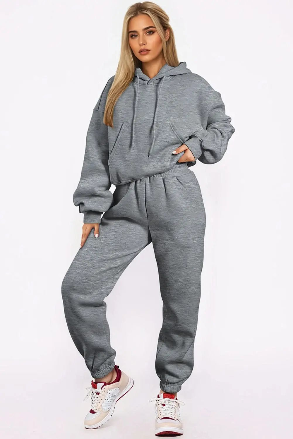 Cozy gray hoodie joggers set - Love Salve 