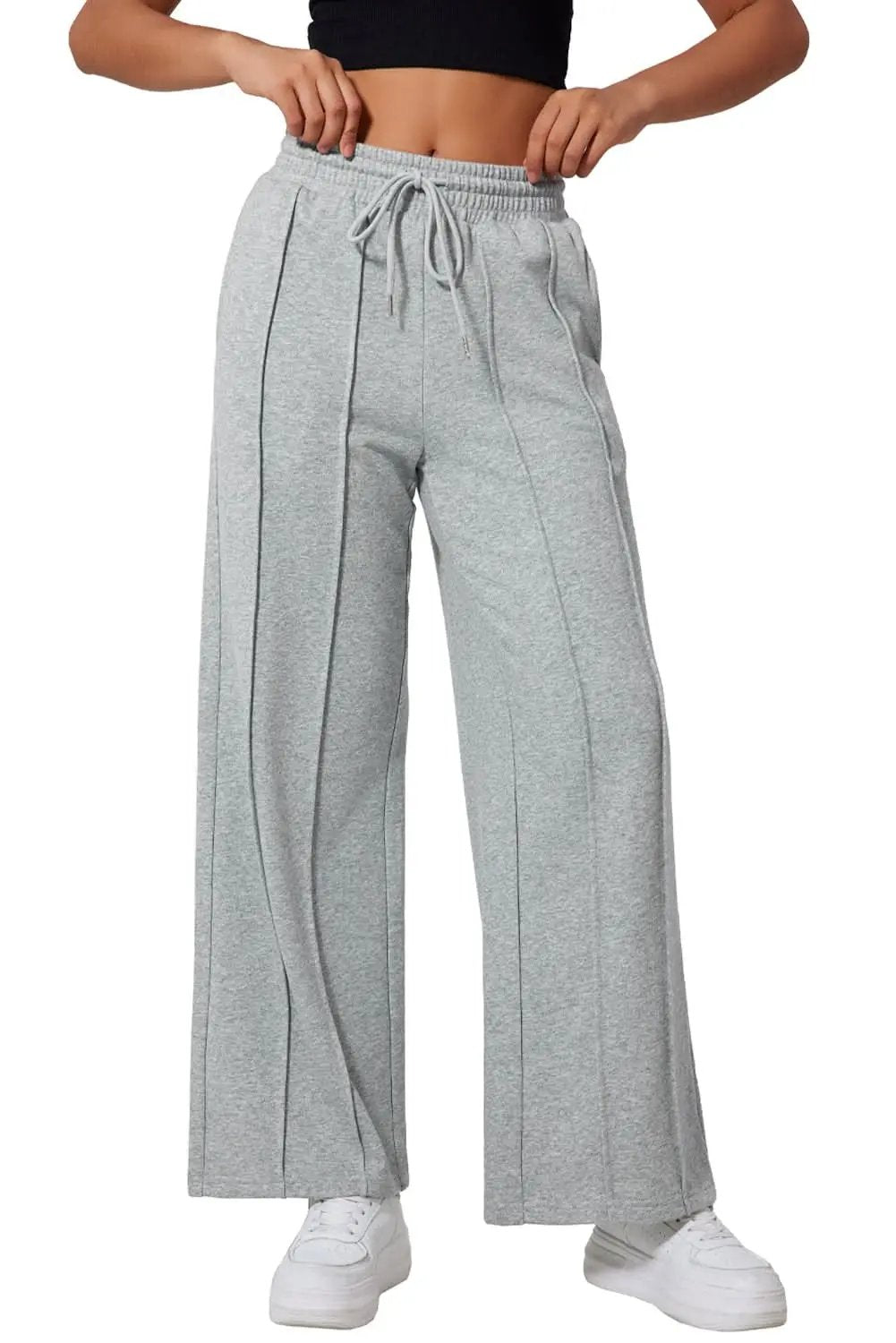 Chic gray wide leg sweatpants - Love Salve 