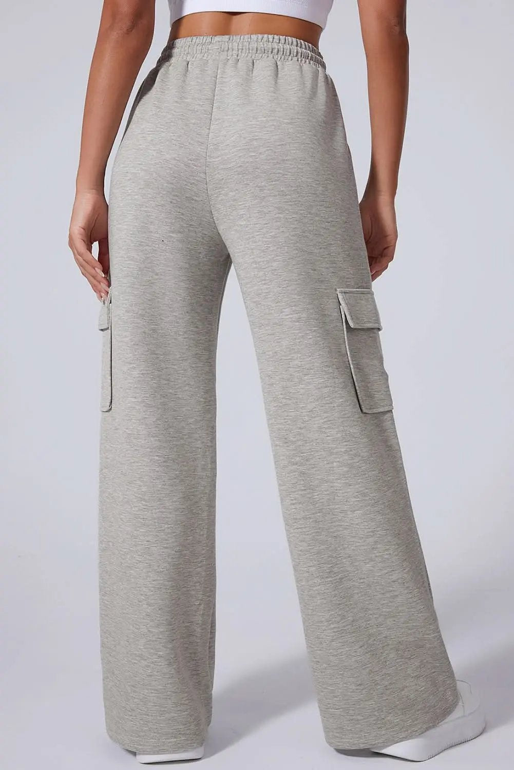 Light grey lace-up wide leg pants - Love Salve 