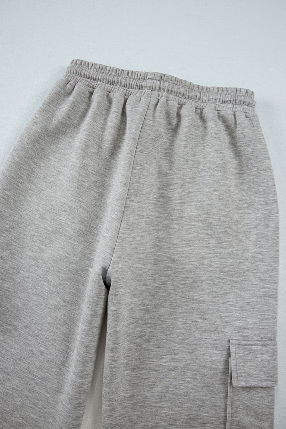 Light grey lace-up wide leg pants - Love Salve 