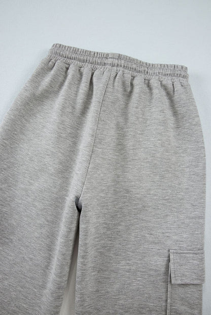 Light grey lace-up wide leg pants - Love Salve 