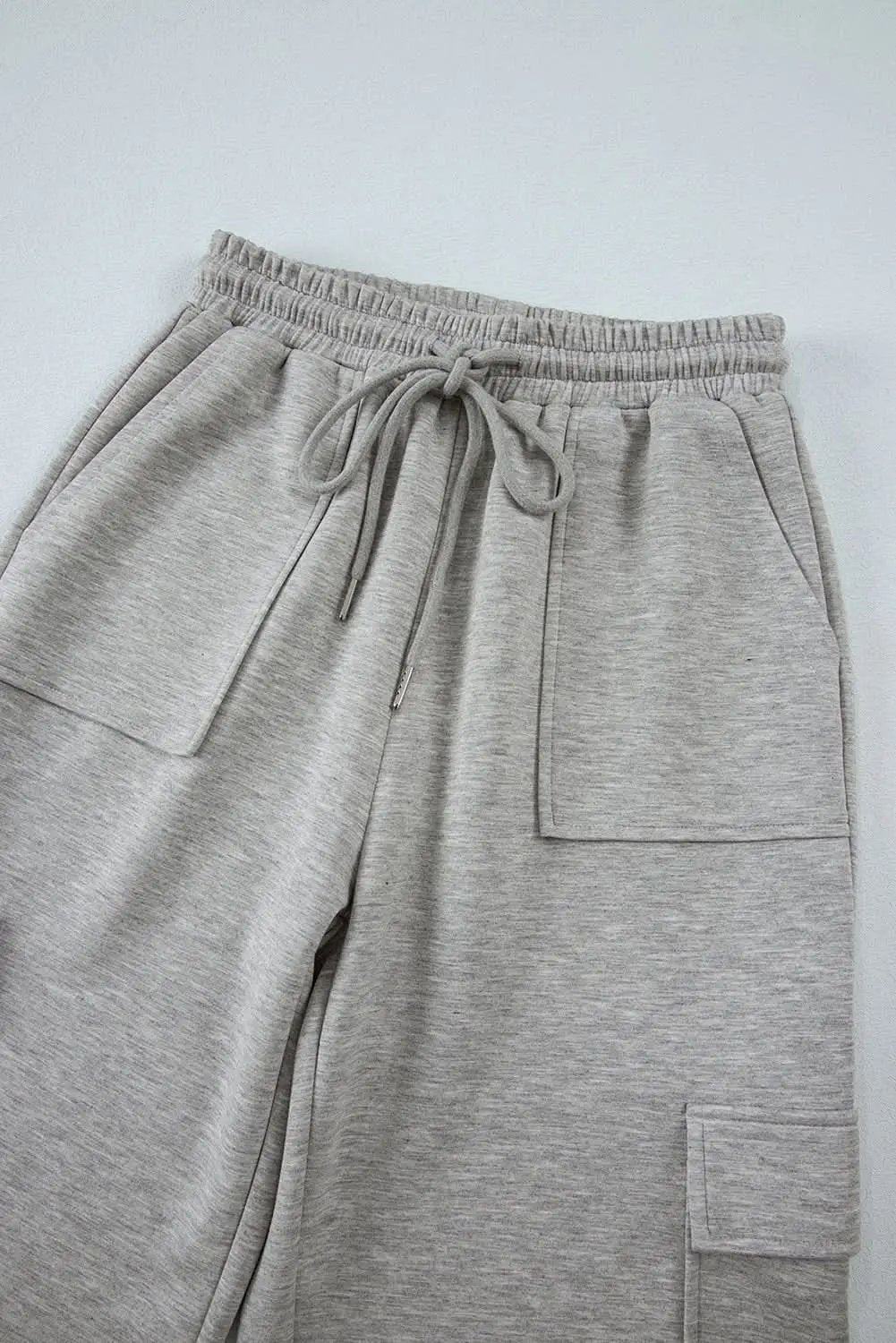 Light grey lace-up wide leg pants - Love Salve 