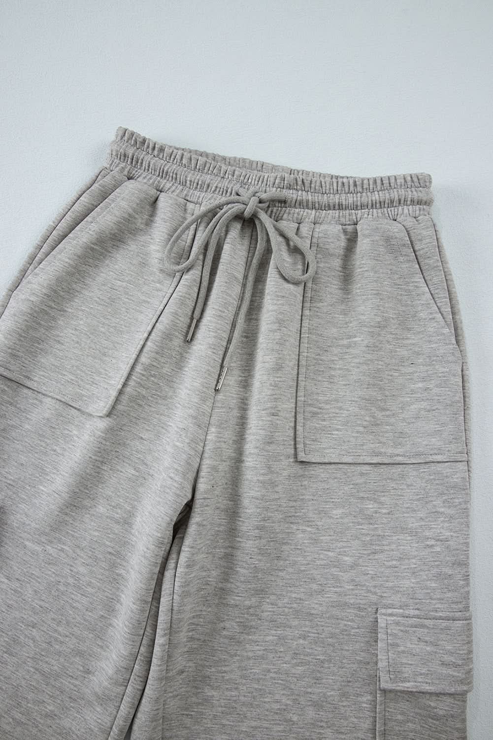 Light grey lace-up wide leg pants - Love Salve 