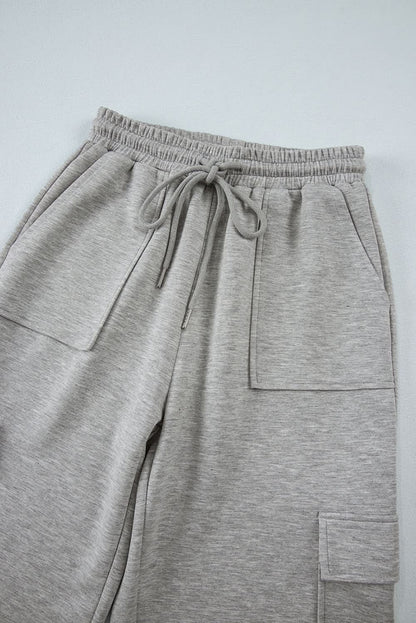 Light grey lace-up wide leg pants - Love Salve 