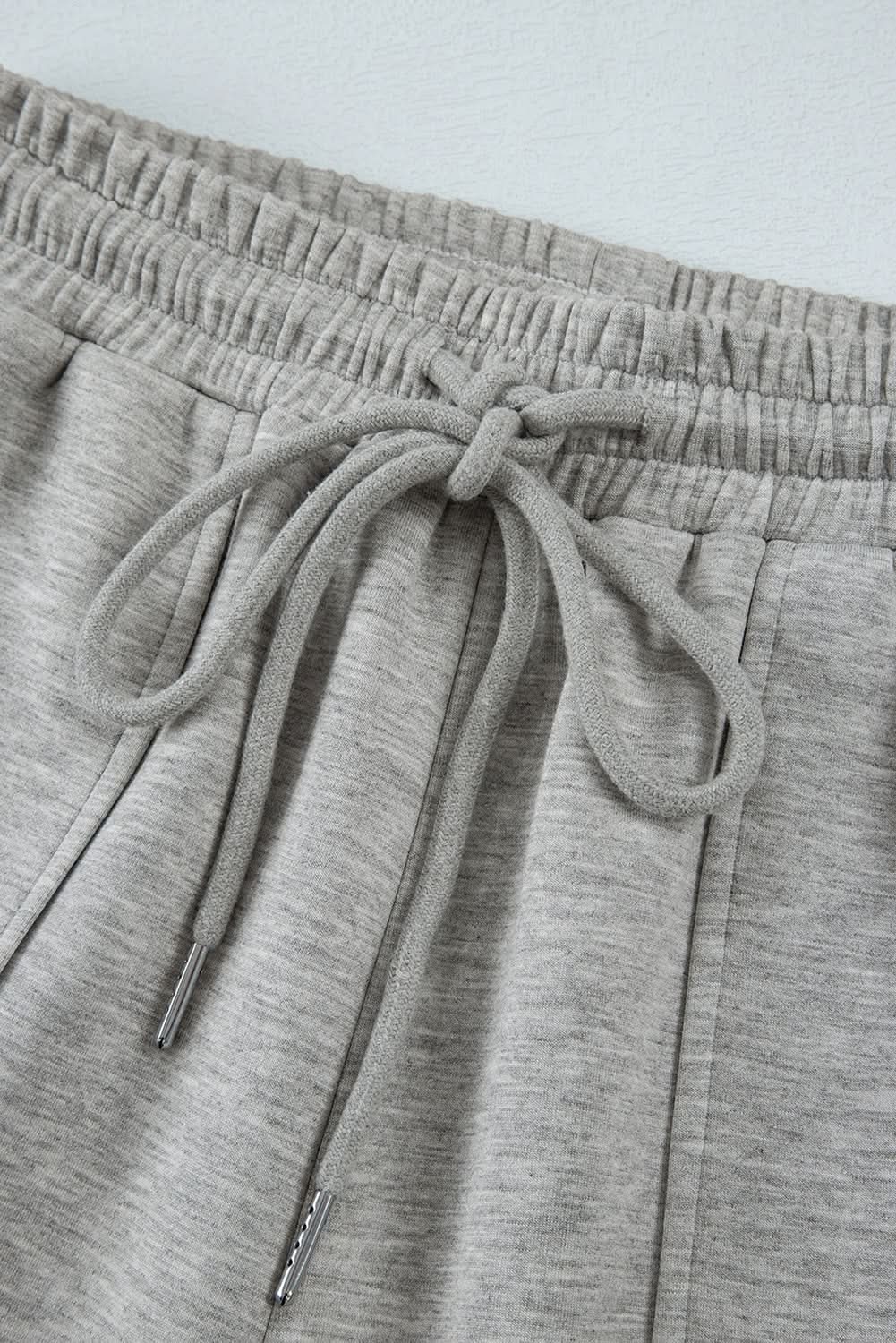 Light grey lace-up wide leg pants - Love Salve 