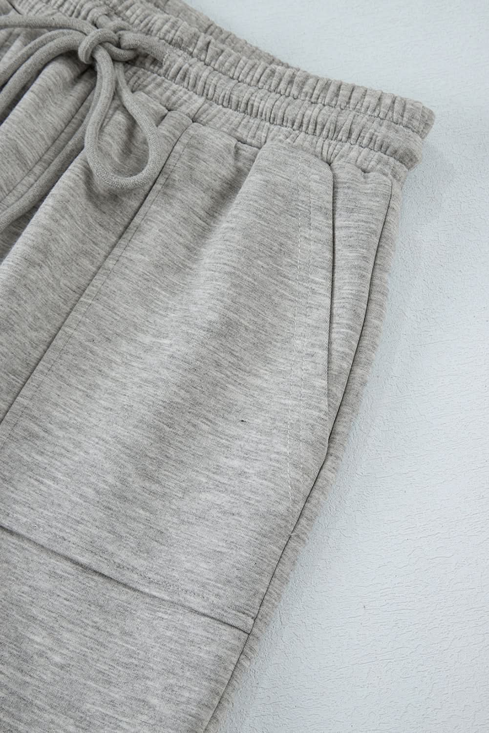 Light grey lace-up wide leg pants - Love Salve 