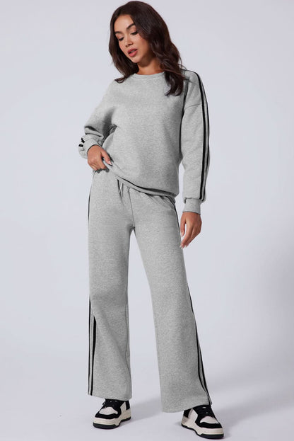 Light grey striped activewear set - Love Salve 