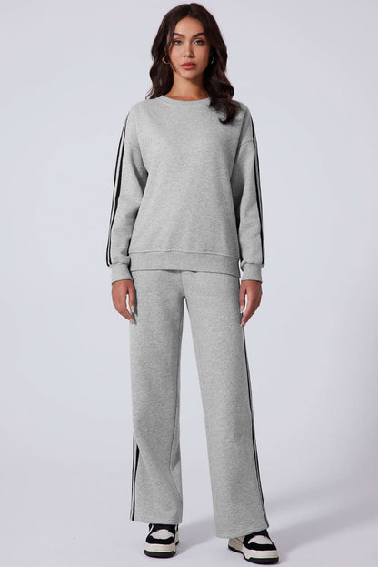 Light grey striped activewear set - Love Salve 