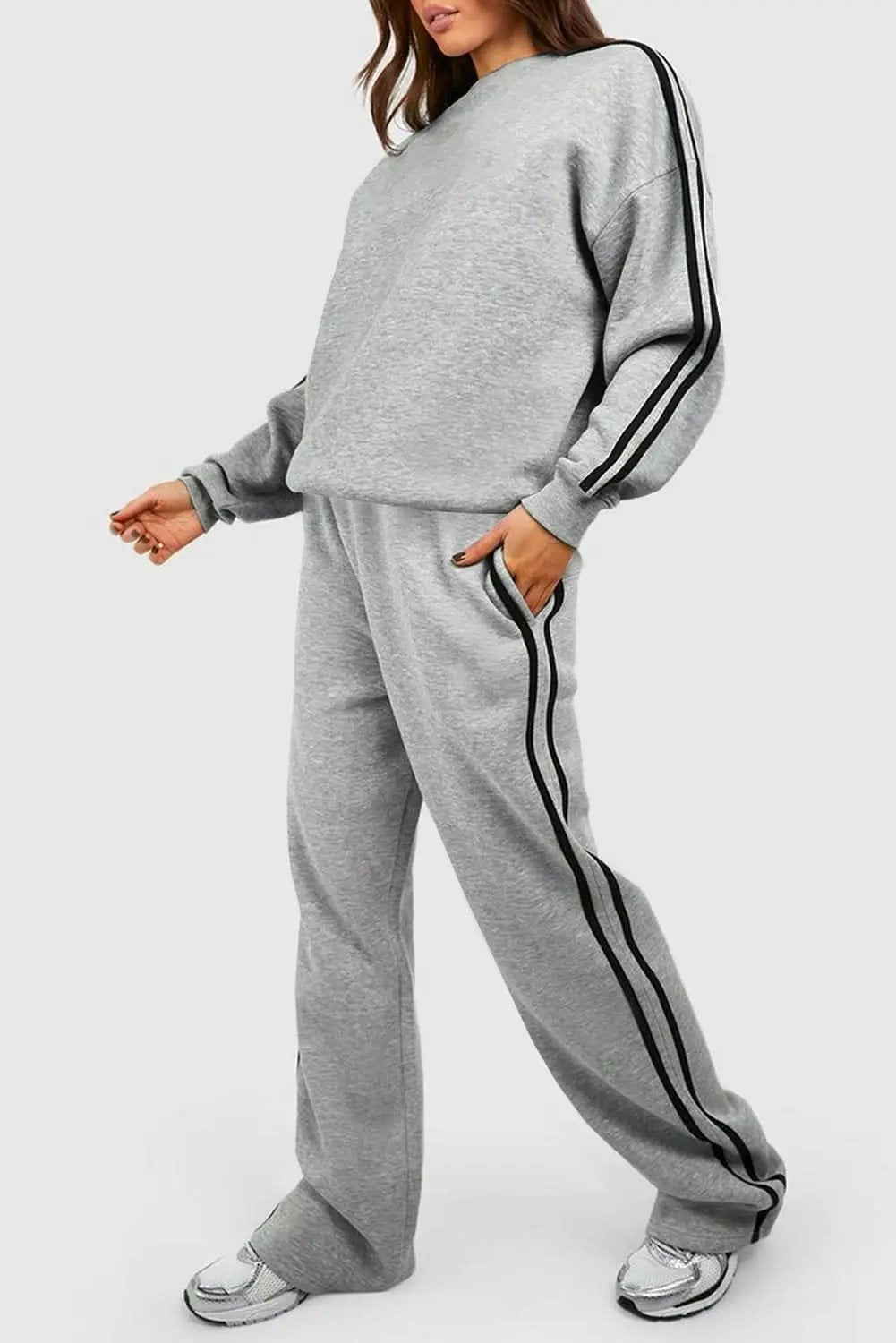 Light grey striped activewear set - Love Salve 