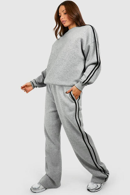 Light grey striped activewear set - Love Salve 