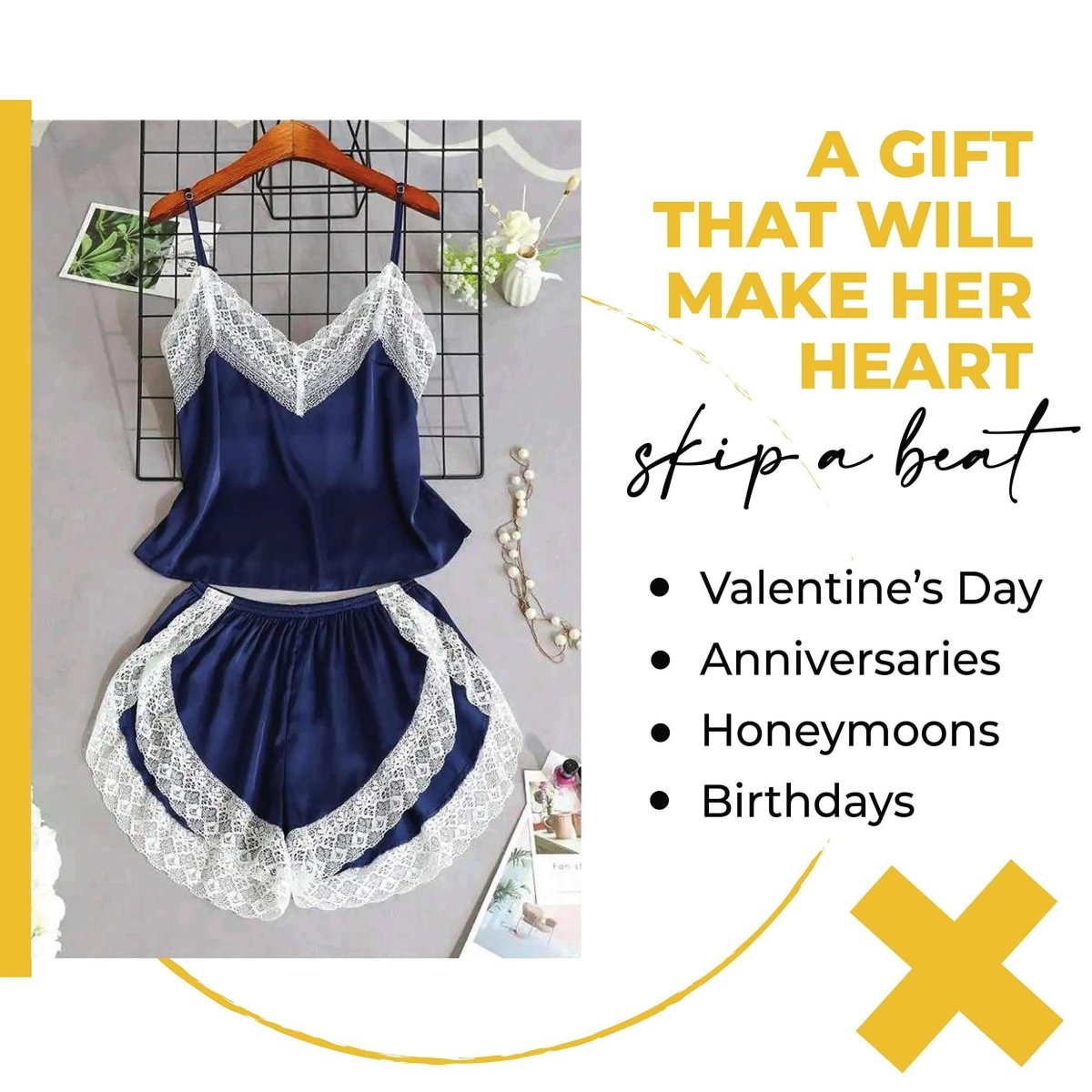 Love Salve Babydoll Cami Lingerie Sleeveless Nightwear for Women - PJ Pajama Camisole Silk Sleepwear - Love Salve 