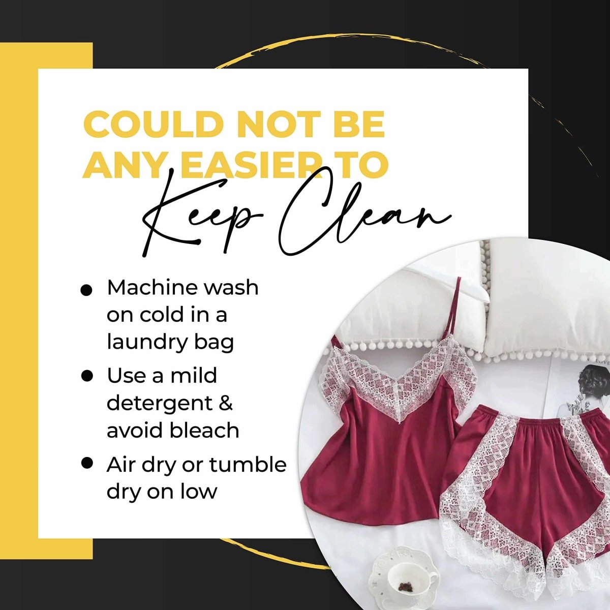 Love Salve Babydoll Cami Lingerie Sleeveless Nightwear for Women - PJ Pajama Camisole Silk Sleepwear - Love Salve 