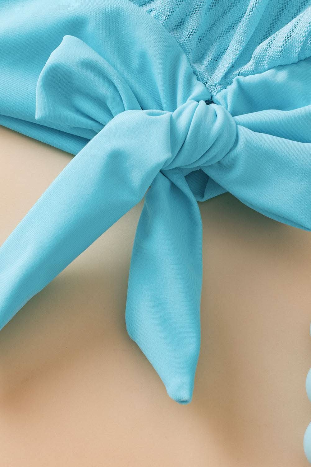 Turquoise mesh tankini with knot detail - Love Salve 