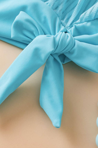 Turquoise mesh tankini with knot detail - Love Salve 