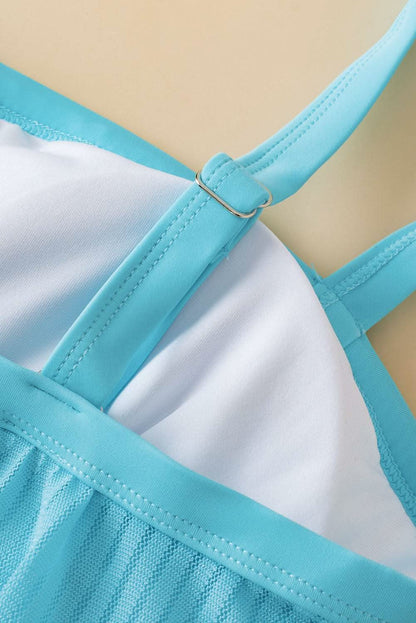 Turquoise mesh tankini with knot detail - Love Salve 