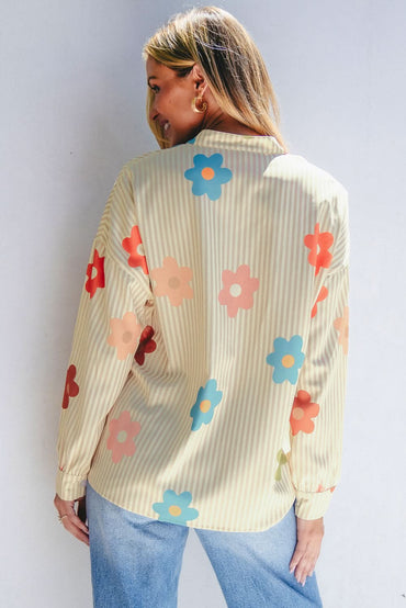 Apricot floral button-up shirt - Love Salve 