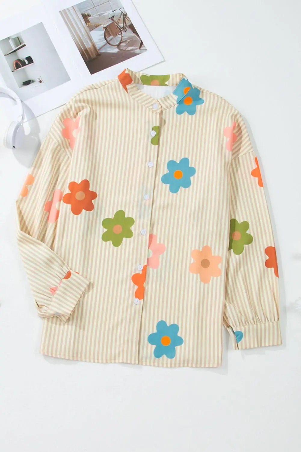 Apricot floral button-up shirt - Love Salve 