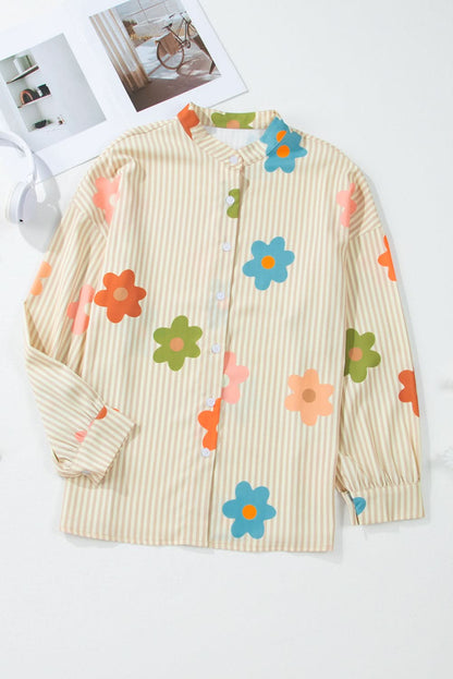 Apricot floral button-up shirt - Love Salve 