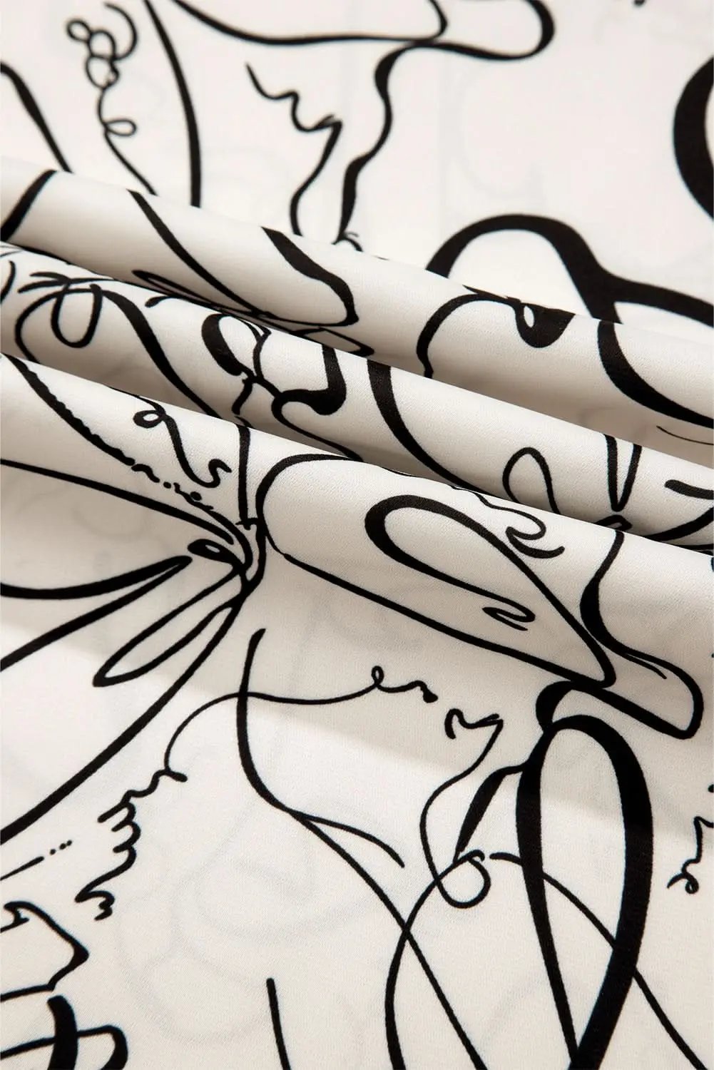 Beige abstract print blouse with balloon sleeves - Love Salve 