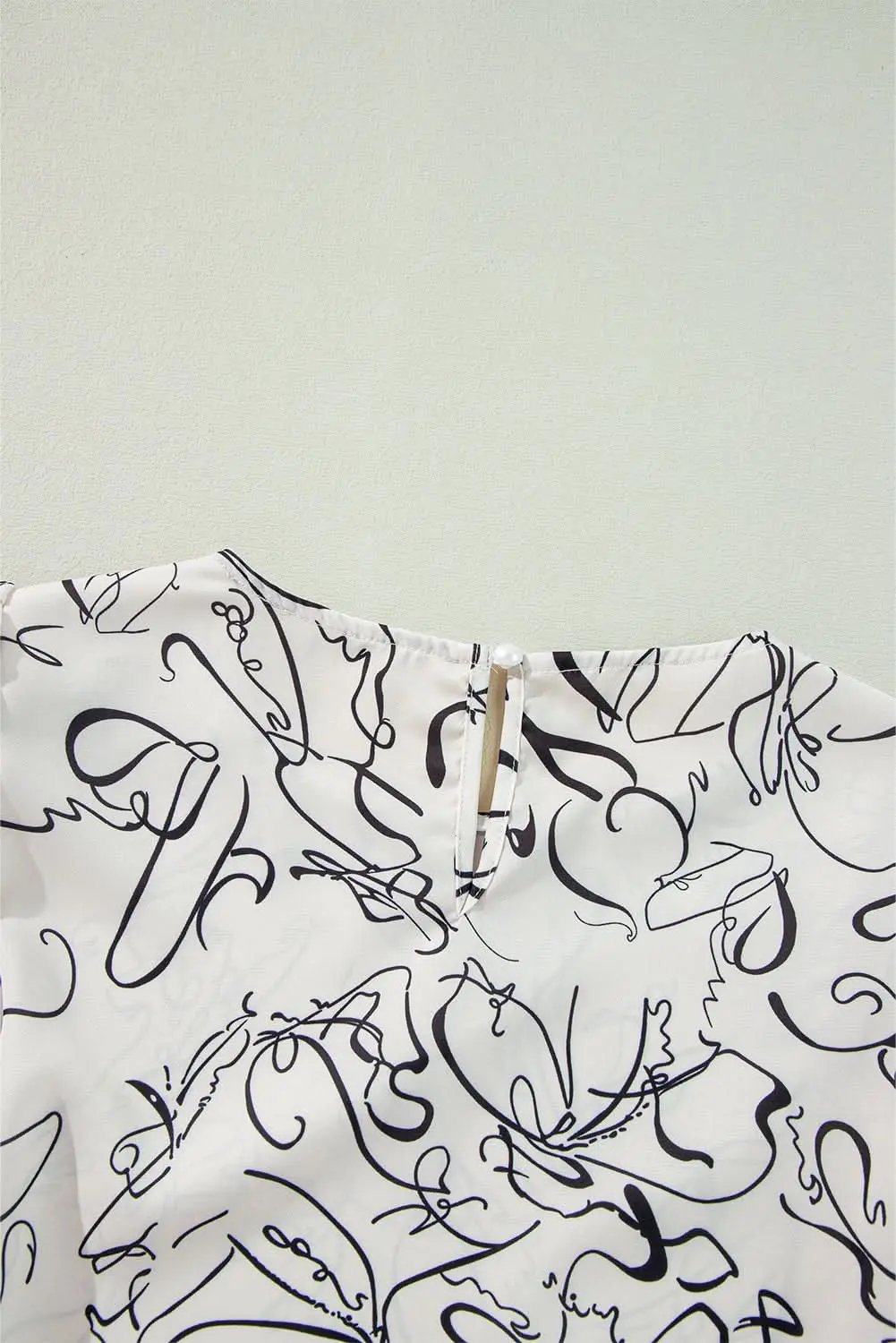 Beige abstract print blouse with balloon sleeves - Love Salve 