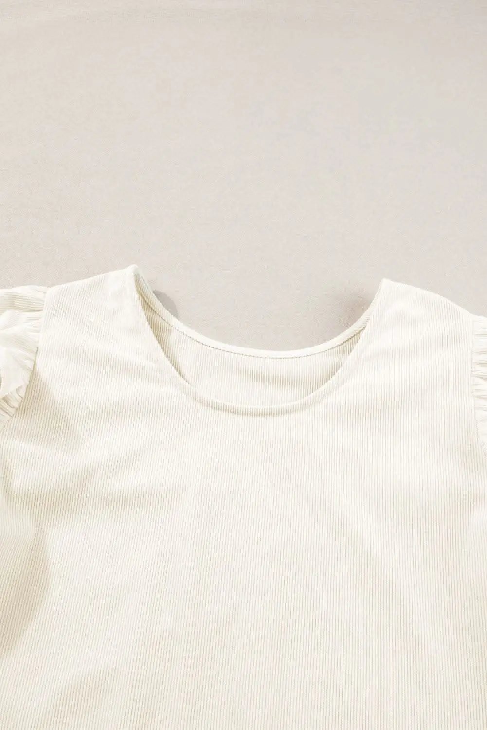 Chic beige corduroy blouse with ruffle sleeves - Love Salve 