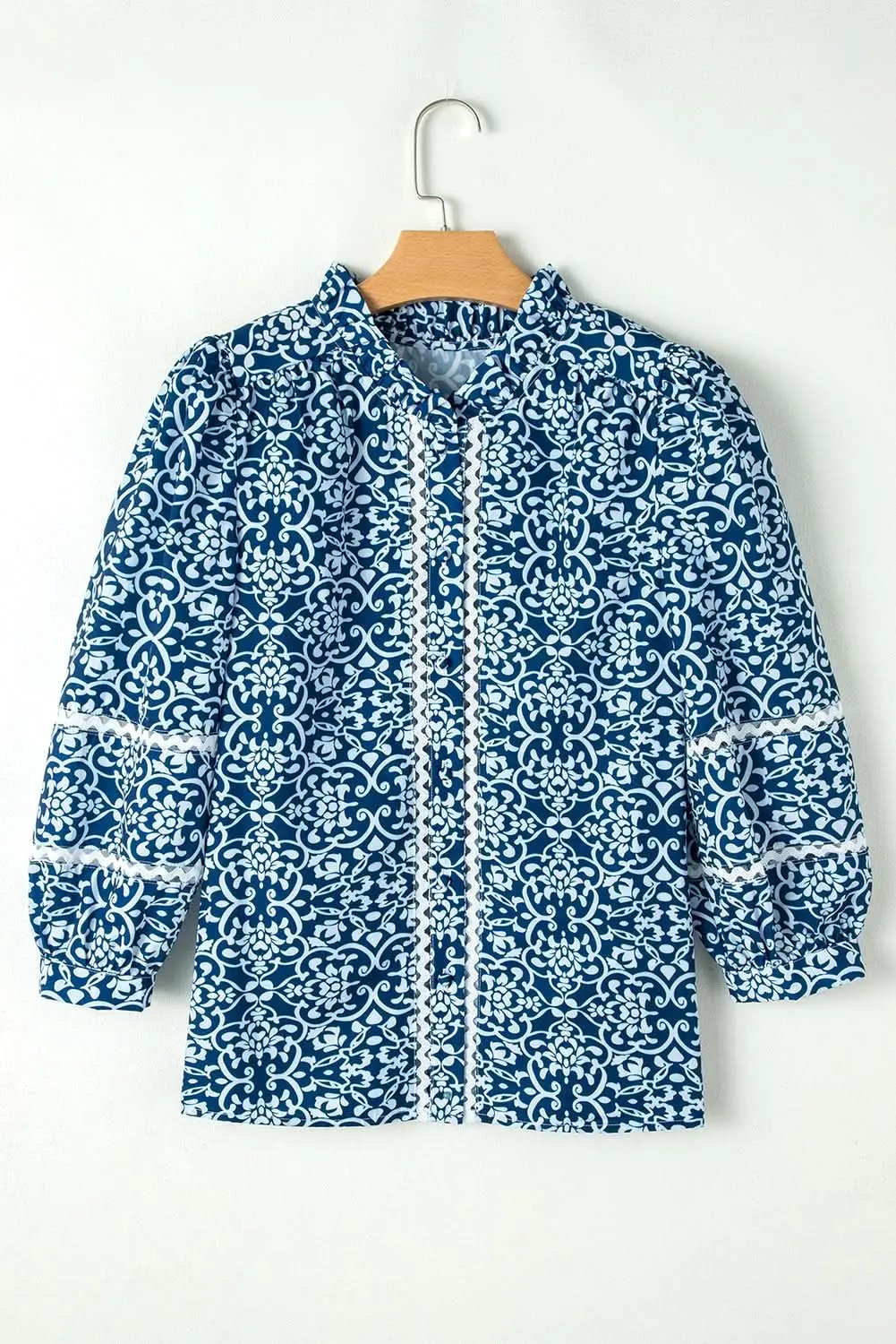 Blue floral button-up shirt - Love Salve 