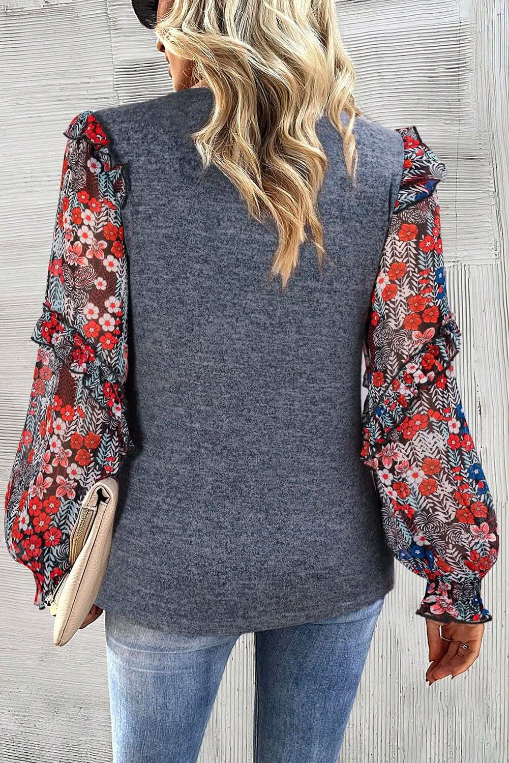 Chic floral ruffle sleeve top - Love Salve 