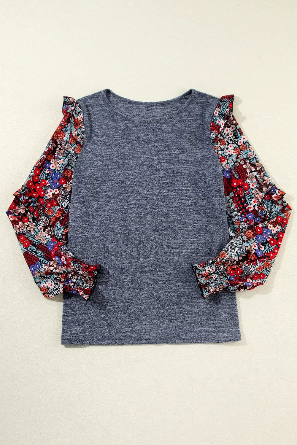 Chic floral ruffle sleeve top - Love Salve 