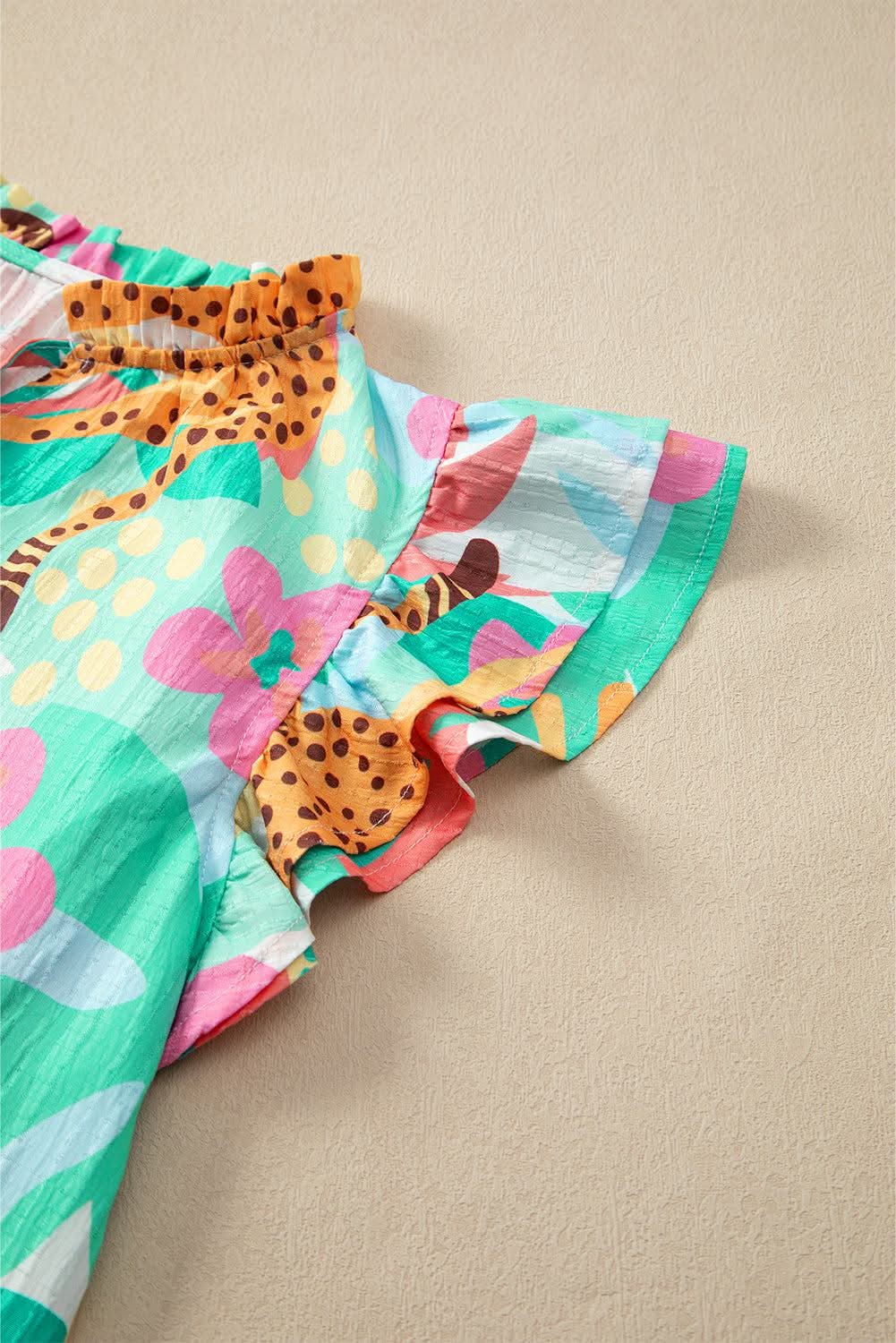 Floral green tie-neck blouse - Love Salve 