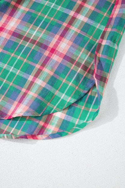 Casual green plaid shirt, 3/4 sleeve - Love Salve 