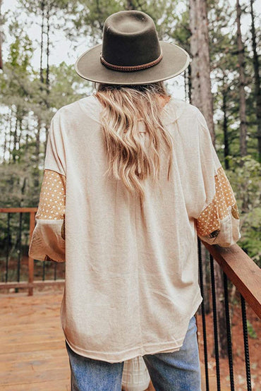Chic palm print blouse with puff sleeves - Love Salve 