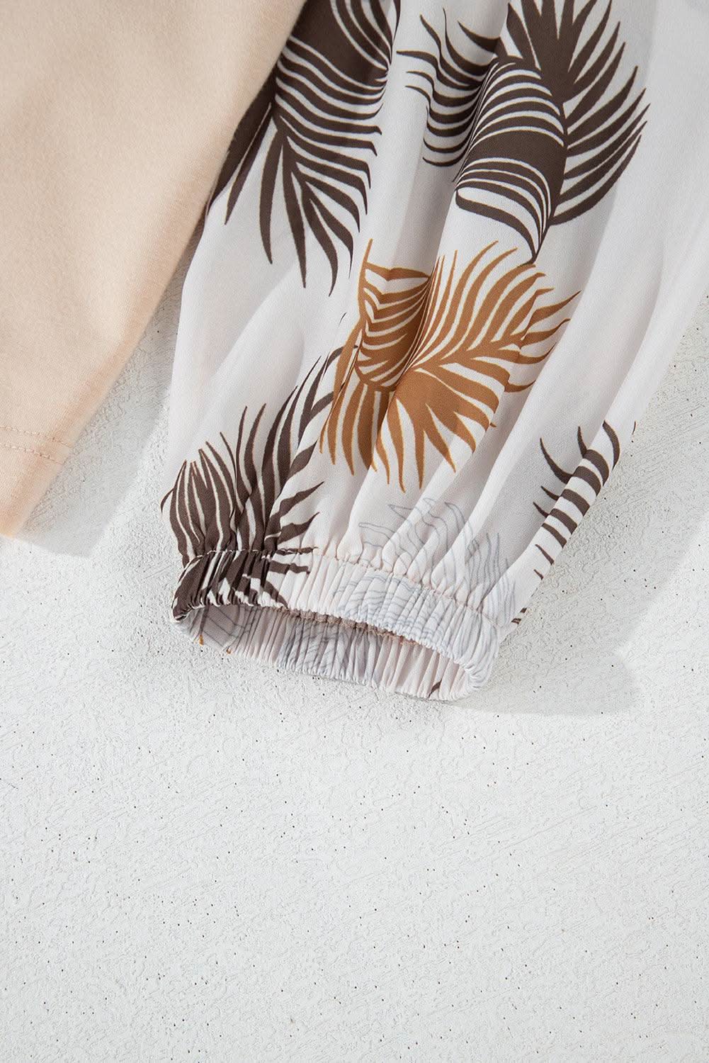 Chic palm print blouse with puff sleeves - Love Salve 